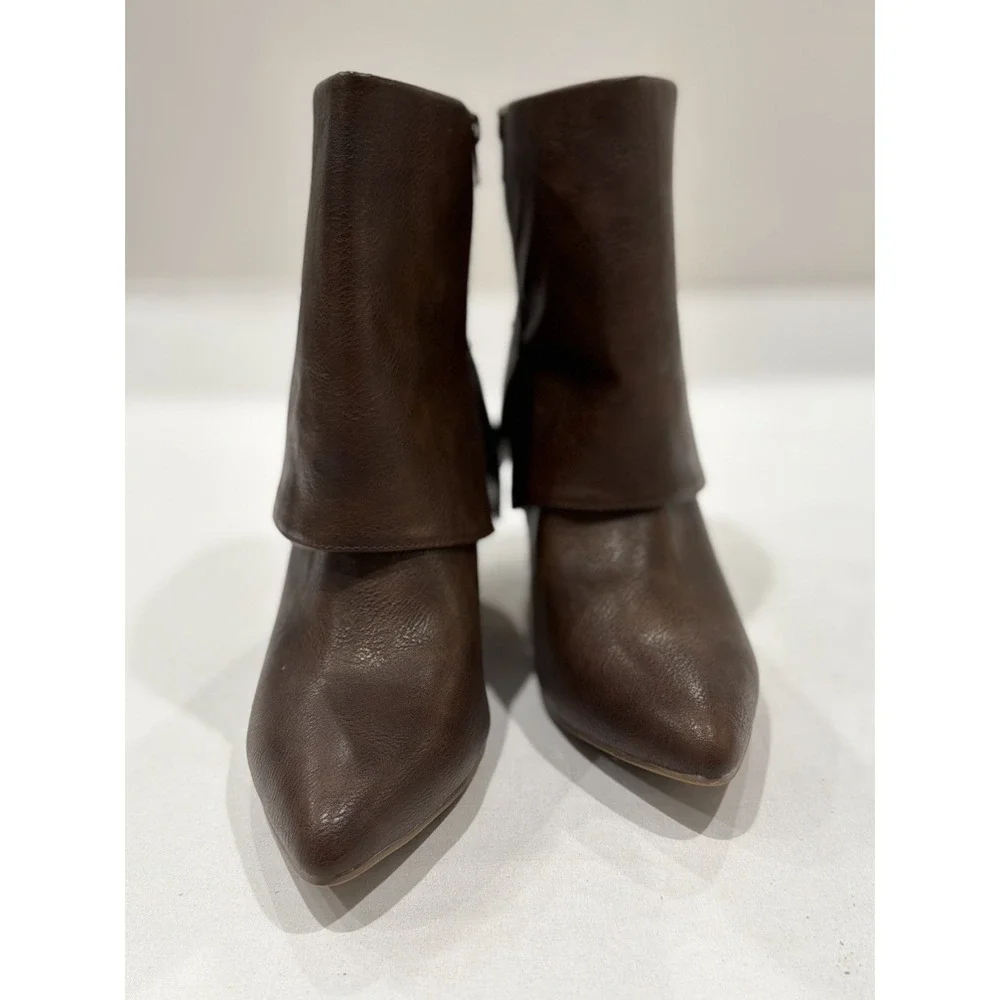 Sonoma Amarella Fold Over Ankle Boots Women Size 10 Cognac fall preppy elegant